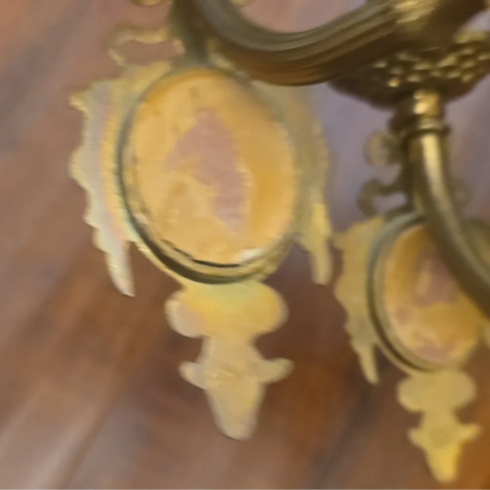 Pair of Vintage French Brass 3-Arm Wall Sconces, Rococo RevivalSigned Fragonard